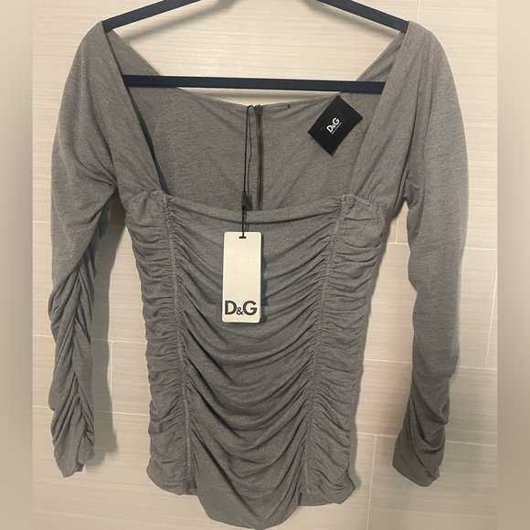 Grey silk and cotton ruched Dolce & Gabbana NEW - Picture 1 of 4